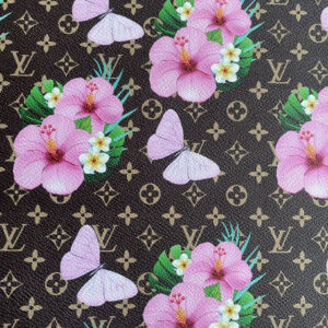 Pink Flower Louis Vuitton Designer Inspired Leather Sheet for Custom